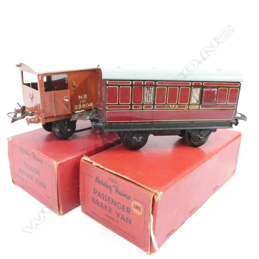 TWO BOXED HORNBY PIECES; GOODS BRAKE VAN & PASSENGER BRAKE VAN Image 1++